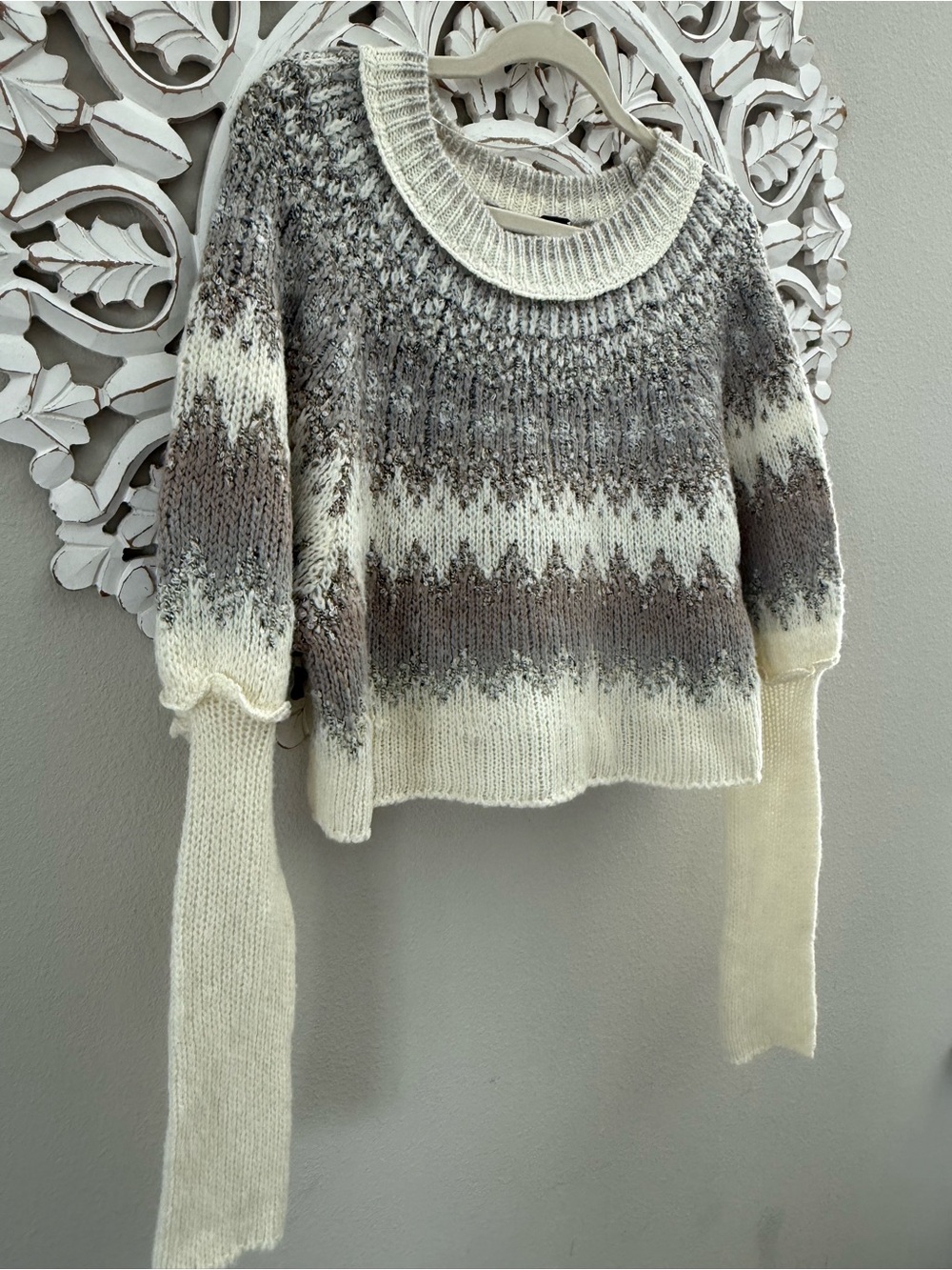 Free People Home for the Holidays Sweater Balloon Sleeve Wool Blend, Small - Picture 2 of 4